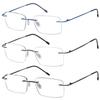 Eyekepper 3-Pack Rimless Metal Reading Glasses for Men - Rectangle Frameless Readers (Black/Blue/Gunmetal)+3.50 view 1