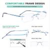 Eyekepper 3-Pack Rimless Metal Reading Glasses for Men - Rectangle Frameless Readers (Black/Blue/Gunmetal)+3.50 view 4