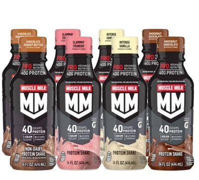 Muscle Milk Pro Advanced Nutrition Shake, 14 Fl Oz, 40 g Protein, 8 Bottles (Variety Pack)