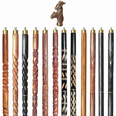 Wooden Walking Sticks and Canes Travel Collapsible for Men Women Seniors Hiking with Aluminum Mountain Goat Handle (Brown Antique, AANWS-99) (WS-03)