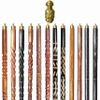 Wooden Walking Sticks and Canes Travel Collapsible for Men Women Seniors Hiking with Aluminum Napoleon Pewter Handle (Golden Polished, AANWS-101) (WS-05) view 1