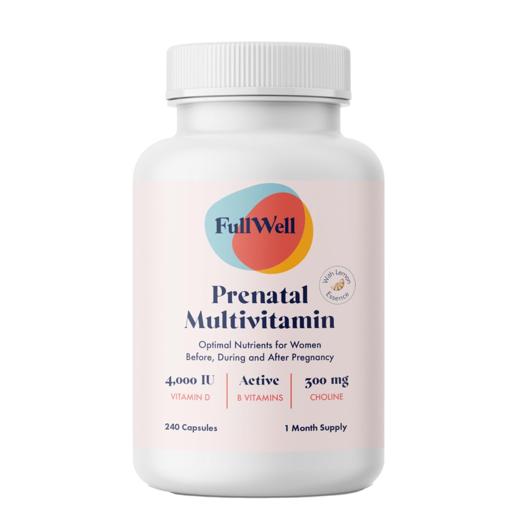 FullWell Prenatal Vitamins Lemon | choline, folate, vitamin D for fetal growth, brain development | 26 Vital Nutrients | Dietitian-formulated, OBGYN recommended, non-GMO, 3rd Party tested, 30 Servings