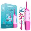 AquaSonic Kids' Water Flosser for Ages 6+ | Standard Nozzle, Orthodontic Nozzle & Waterproof Stickers | 4 Flossing Modes | Aquarium Adventures Theme (Pink) view 1