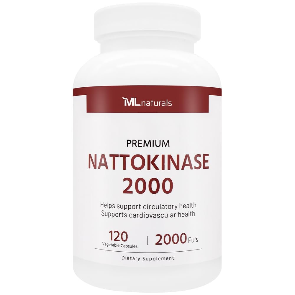 ML Naturals Premium Nattokinase 2000 FU (Per Capsule) - 120 Vegetable Capsules, Fermented Non-GMO Soybeans, Supports Circulatory and Cardiovascular Health, Third-Party Lab Tested