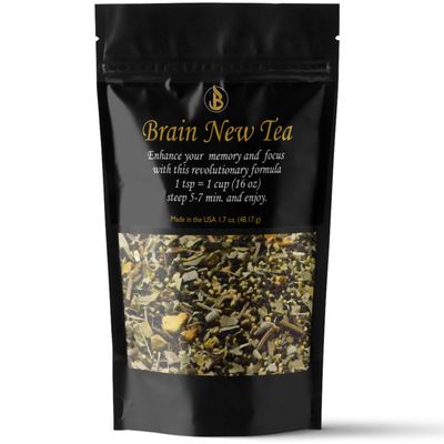 Brain New Tea - Mental Clarity, Supplements for Memory & Focus Boost, Nootropic, Brain Fog Relief with Bacopa, Yerba Mate, Rhodiola Rosea, Gingko Biloba, Gotu Kola, Reishi.