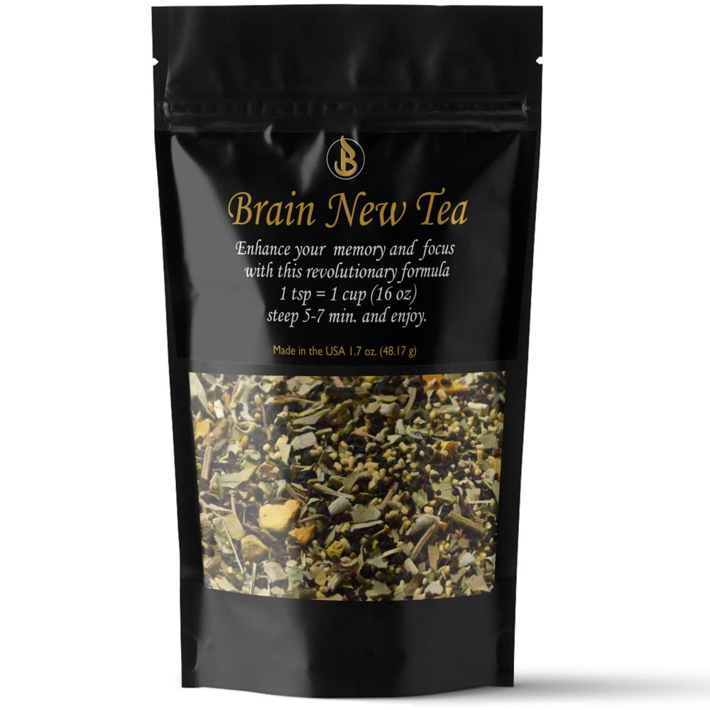 Brain New Tea - Mental Clarity, Supplements for Memory & Focus Boost, Nootropic, Brain Fog Relief with Bacopa, Yerba Mate, Rhodiola Rosea, Gingko Biloba, Gotu Kola, Reishi.