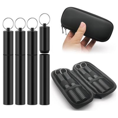 4-Pack Aluminum Metal Tube Container with Portable Case,4.6-inch Fits King Size,Airtight, Water Proof Tube Storage,Keychain,Lightweight,Great for Traveling