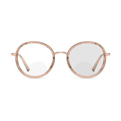 laureles Photochromic Round Eyewear Photochromic Bifocal Reading Glasses for Women Fashion Bifocal Readers Men (Champagne, 2, multiplier_x)