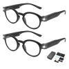 OKH 2 Pcs Reading Glasses with Lights Rechargeable LED Readers Fashion Glasses for Reading for Men Women Lighted Magnifier, Anti Blue Light, Unisex Bright Clear Vision Lighted Eye Glasses,1.5X view 1