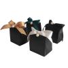 100pcs Gift Boxes for Party Favors,White Candy Box for Wedding Favor, Baby Shower, Bridal Shower, Small Paper Box for Candle,Goodie with Ribbons and Pearls (black box with gold ribbon) view 3