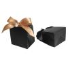 100pcs Gift Boxes for Party Favors,White Candy Box for Wedding Favor, Baby Shower, Bridal Shower, Small Paper Box for Candle,Goodie with Ribbons and Pearls (black box with gold ribbon) view 4