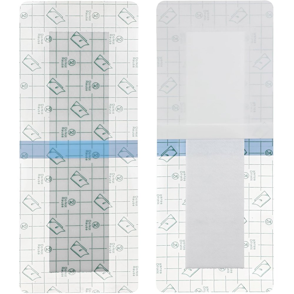 25 Pcs Waterproof Shower Protector Bandage 4"x8" for Post Knee Replacement Hip Surgery Long Surgical Incision Adhesive Larger Wounds Cover Island Dressing Bordered Gauze