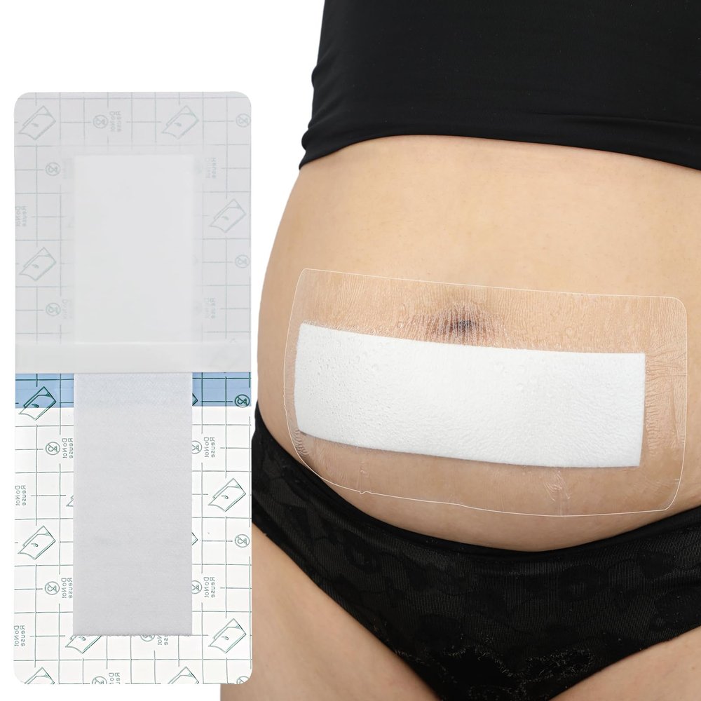 25 Pcs Waterproof C Section Shower Wound Protector 4"x8" Tummy Tuck Scar Incision Abdominal Bandage Hysterectomy Recovery Must Haves Post Surgery Dressing Cover