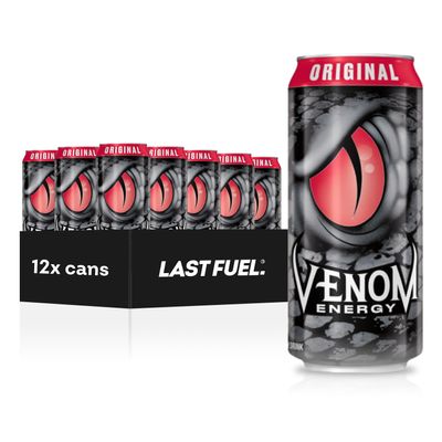 Venom Energy Drink, Original, 0 Fat, 160mg Caffeine, 16 Fl Oz (Pack of 12) By LastFuel.