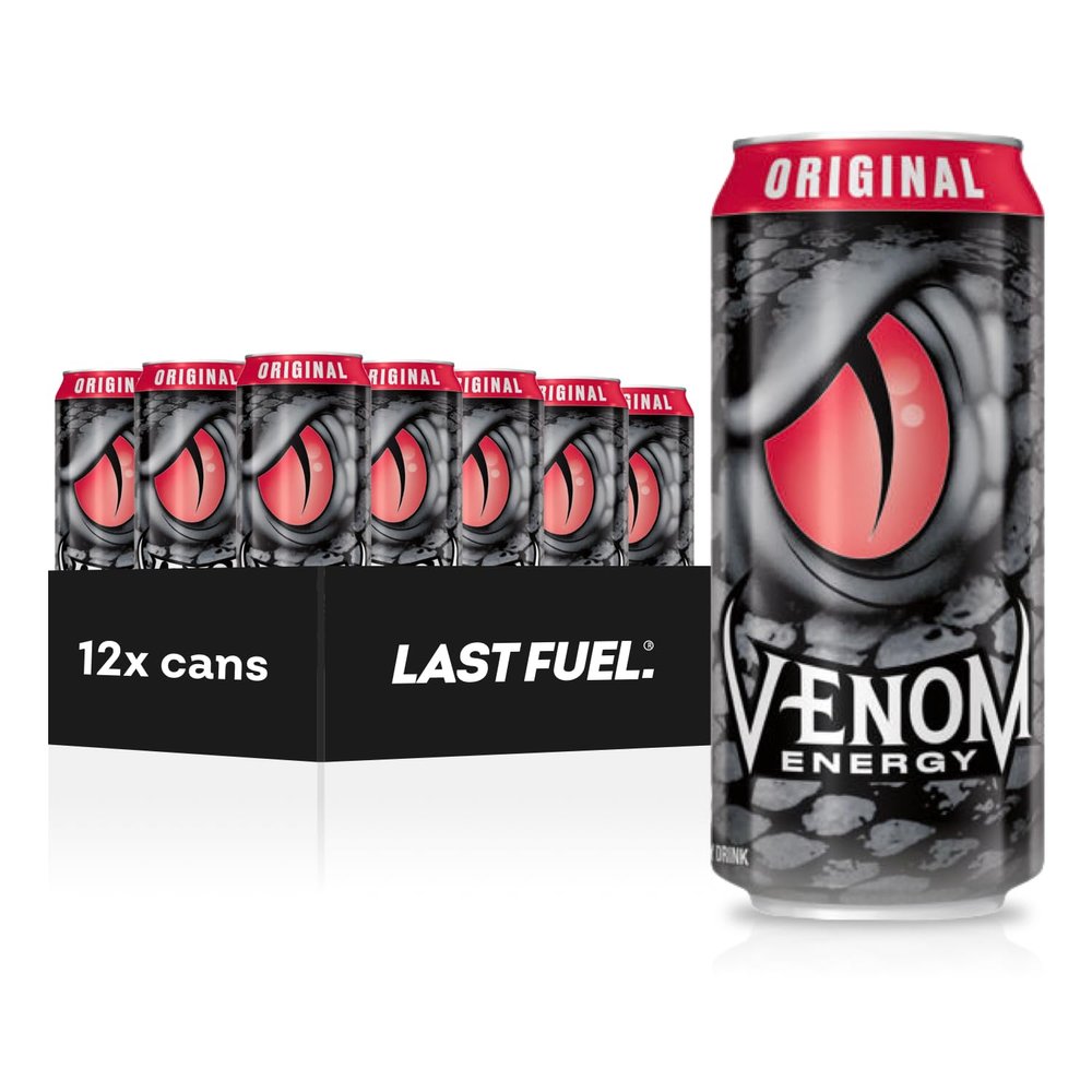 Venom Energy Drink, Original, 0 Fat, 160mg Caffeine, 16 Fl Oz (Pack of 12) By LastFuel.
