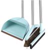 Broom and Dustpan Set Broom Dustpan Combo,Dust Pan Household Broom Mane Bristle Floor Squeegee Blue Three Pcs -Round Sweeping SSF view 1