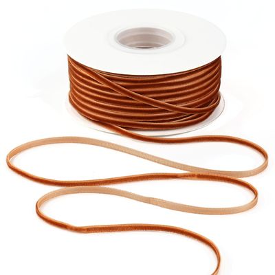 MAYREEL 1/8 Inch Copper Velvet Ribbon Thin Golden Brown Vintage Ribbon for Wedding Invitations Crafts Gift Wrapping Party Favor Boxes 50 Yards