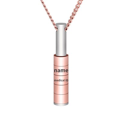 kkekos Personalize Custom Stainless Steel Necklace DIY Engrave Necklace with 4pcs Bead Medical Alert ID (Rose)