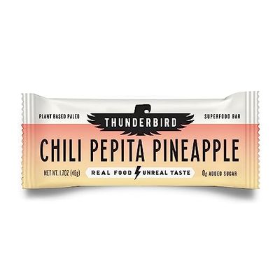 Thunderbird Bars Energy Snack, Gluten-Free with Protein, Healthy Real Food, Vegan Paleo Non-GMO, No Added Sugar, Chili Pepita Pineapple Flavor (12 Count, 1.7 oz. Bars)