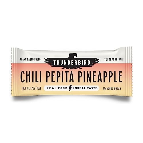 Thunderbird Bars Energy Snack, Gluten-Free with Protein, Healthy Real Food, Vegan Paleo Non-GMO, No Added Sugar, Chili Pepita Pineapple Flavor (12 Count, 1.7 oz. Bars)
