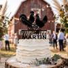 Chicken Wedding Cake Topper Personalized Customized Last Name and Date Rustic Weddings Barn Themed view 2
