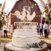 Chicken Wedding Cake Topper Personalized Customized Last Name and Date Rustic Weddings Barn Themed view 3
