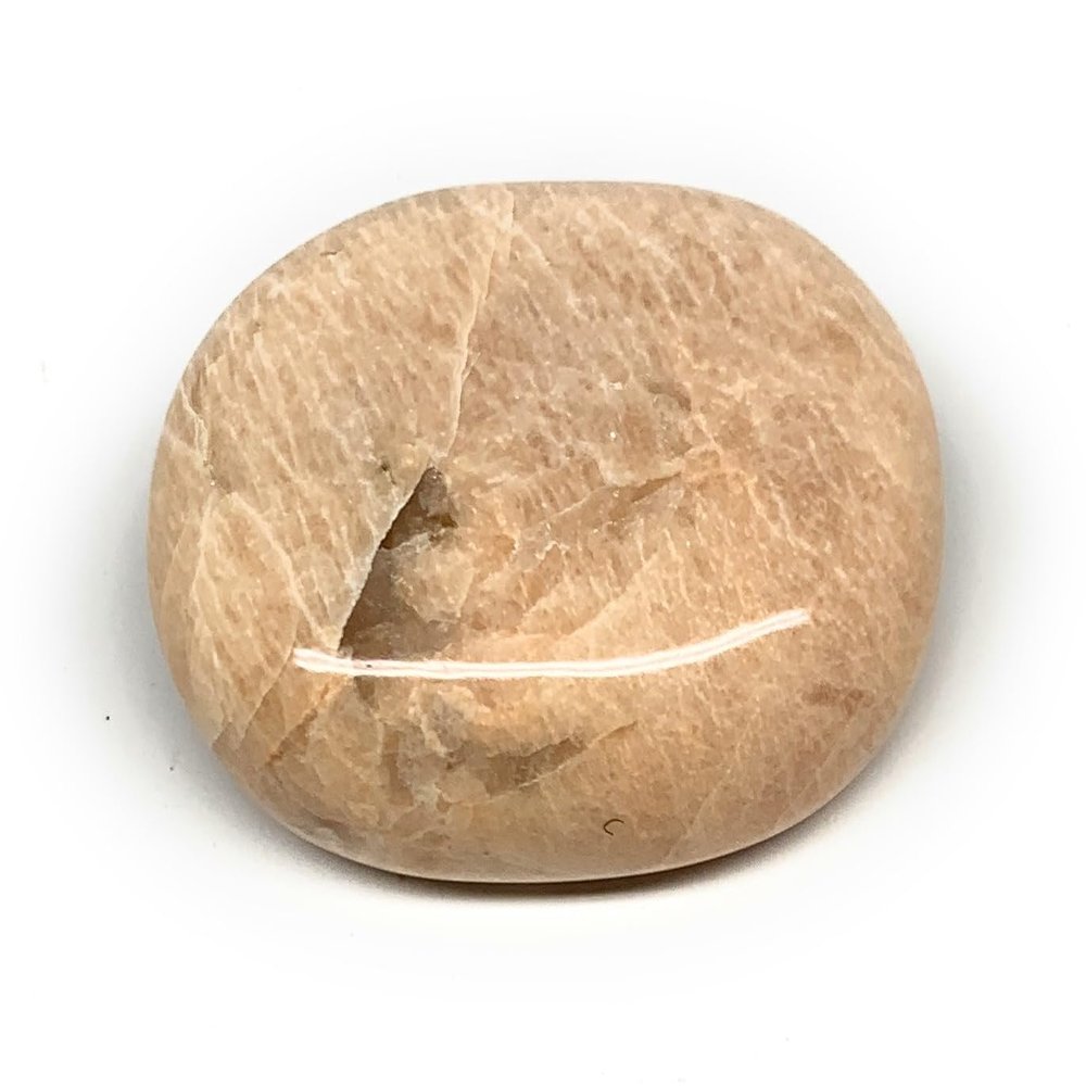 111.8 grams, 2.5" x 1.8" x 0.9" Peach Moonstone Palmstone, Palm-Stone Gallet Shape from India Tumbled, Reiki Healing, Gemstone,Chakra, B27998