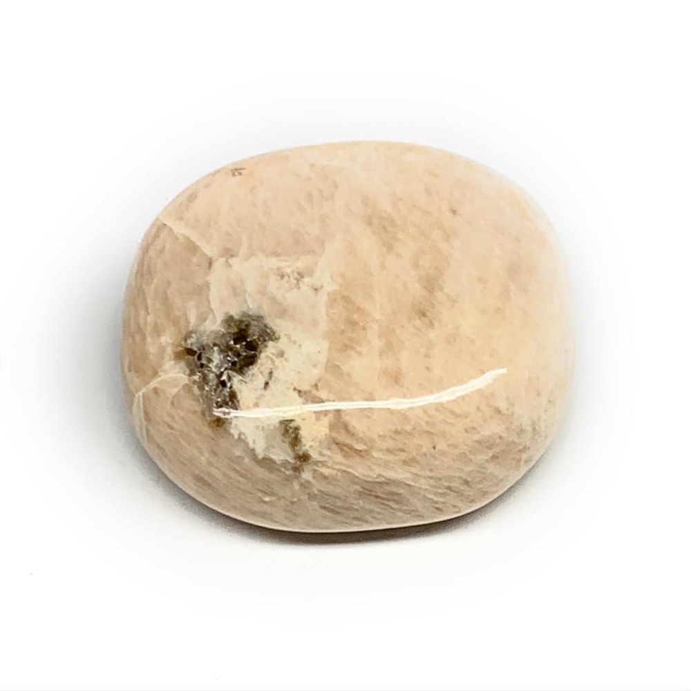 106.7 grams, 2.3" x 1.7" x 0.9" Peach Moonstone Palmstone, Palm-Stone Gallet Shape from India Tumbled, Reiki Healing, Gemstone,Chakra, B27999
