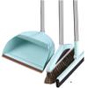 Broom and Dustpan Set Broom Dustpan Combo,Dust Pan Household Broom Mane Bristle Floor Squeegee Blue UYU Three Pcs -Round view 1