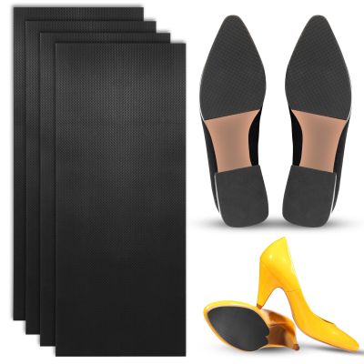 4Pcs Non-Slip Shoe Pads, Bottom Protector and Gummies for Heels, Anti-Slip Grips for Sneakers and Leather Shoes, Sole Repair Accessories (Black)