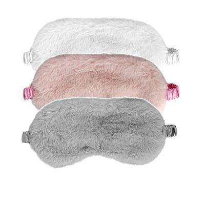 3 Pcs Plush Sleep Masks, Ultra Cute Soft Sleep Eye Cover, Blindfold Travel Sleep Masks for Kids Men Women, with Elastic Strap, Adjustable for Kids Adult (Beige,Pink,Grey)