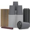 100 Pack - 12 oz Disposable Coffee Cups To Go with Lids Sleeves and Straws 100% Biodegradable & Compostable Pla Eco Friendly Paper Coffee Cups for Tea Coffee Hot Chocolate view 1