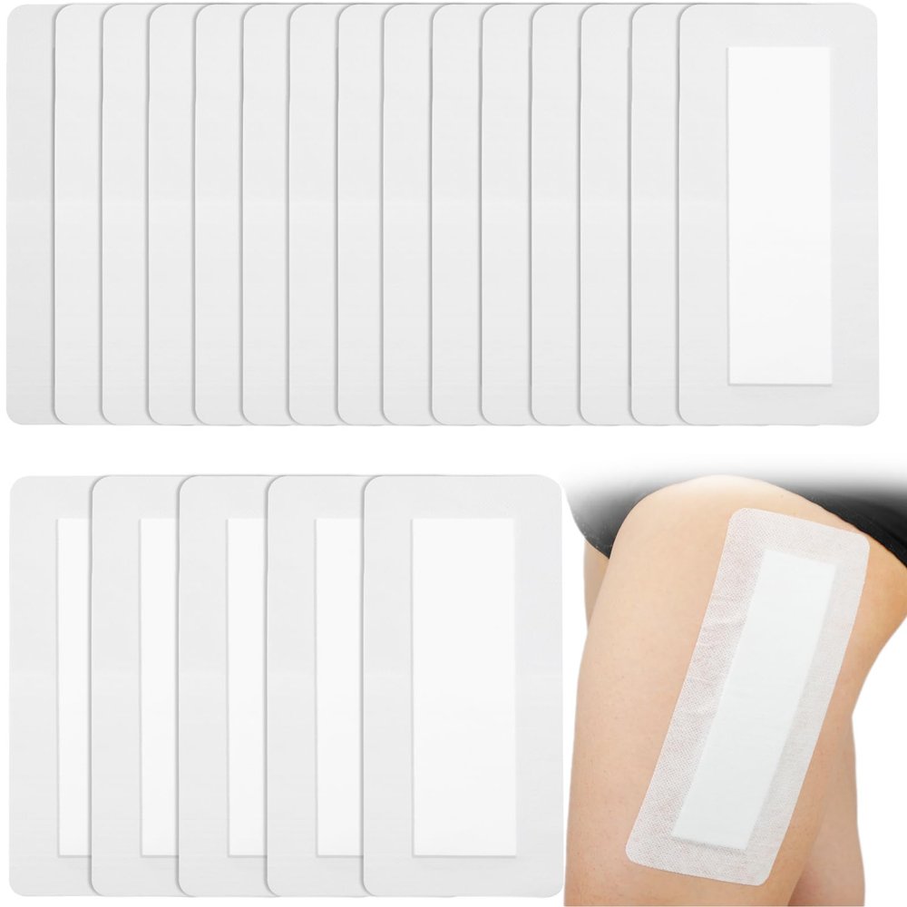 20 Pcs Knee Replacement Incision Adhesive Island Dressing 4"x10" Bandage Breathable Bordered Gauze Pads for Post Surgery Hip Replacement Recovery Wounds Cover Women Men Patients
