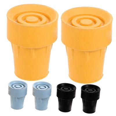 FELTECHELECTR 6pcs Skid Crutch Pads for Walking Sticks Rubber Tips for Stability and Shock Absorption for Elderly and Outdoor Use Black Grey Yellow