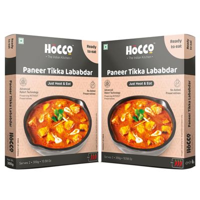 HOCCO Ready to Eat Paneer Sabji | Ready to Cook | (Paneer Tikka Lababdar, Pack of 2)