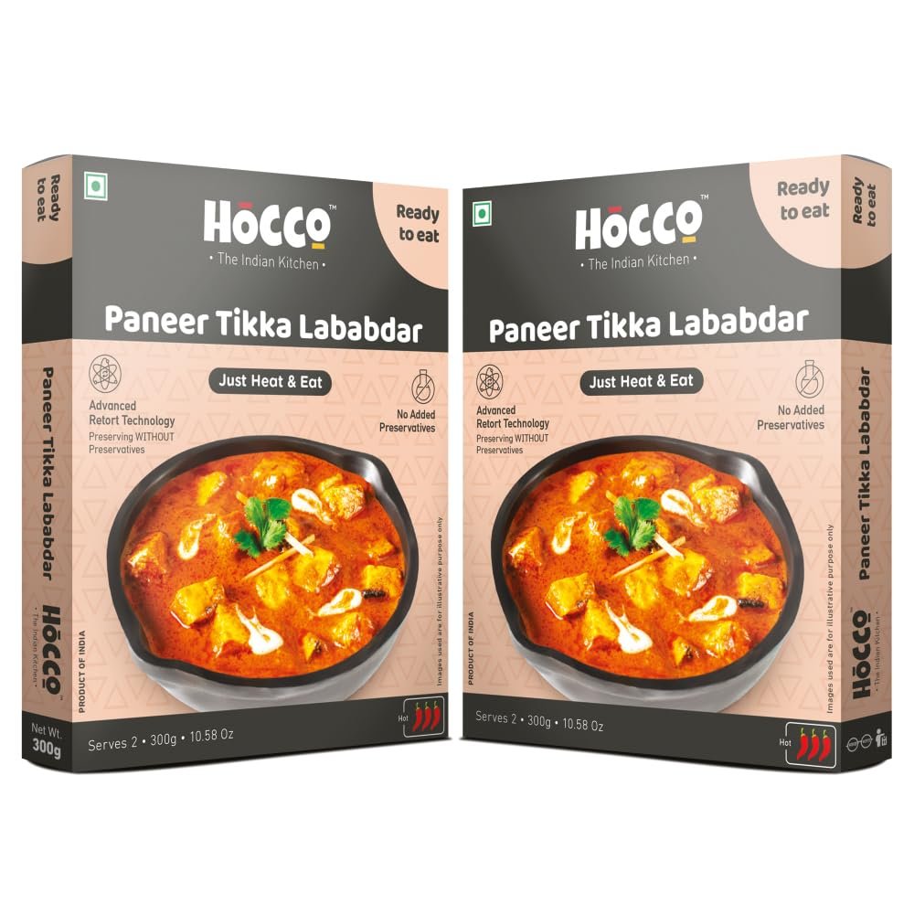 HOCCO Ready to Eat Paneer Sabji | Ready to Cook | (Paneer Tikka Lababdar, Pack of 2)