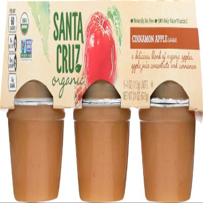 Santa Cruz Organic Cinnamon Apple Sauce, 6 Pack, Non GMO, 24 Ounces (Pack Of 12)