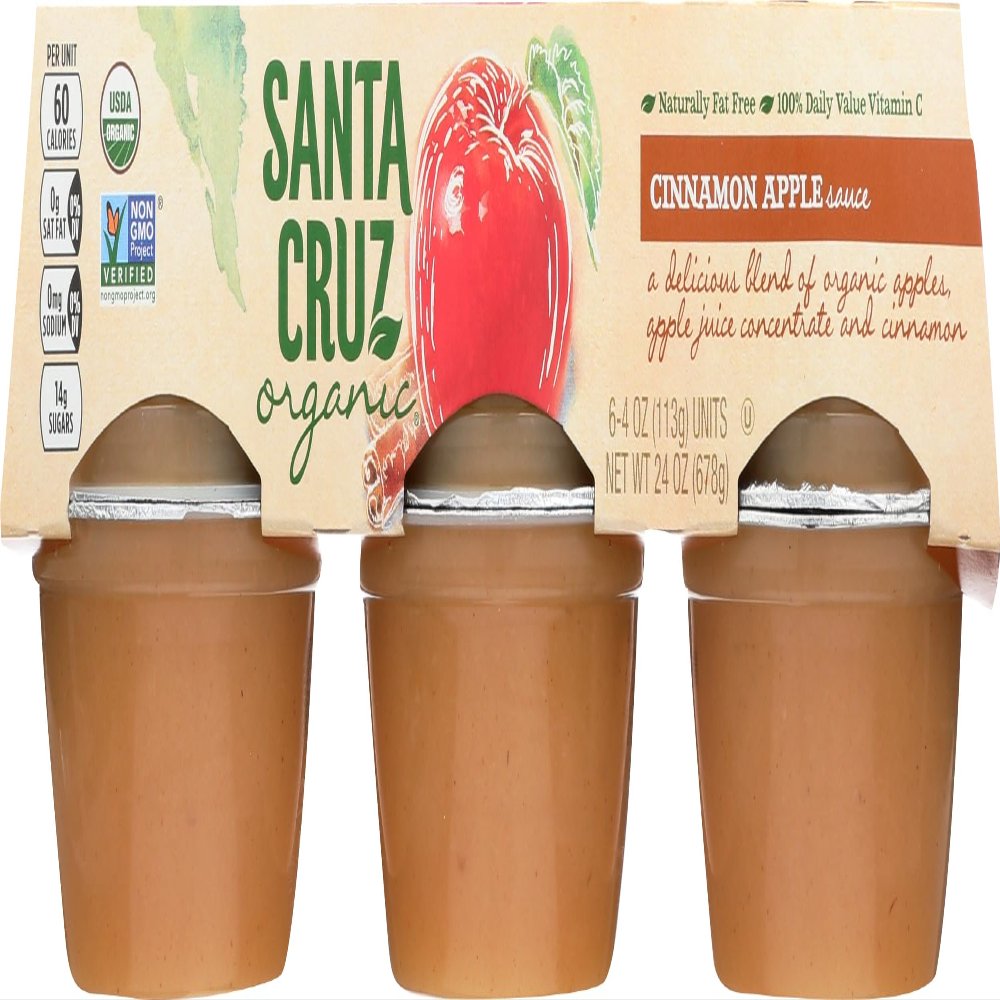 Santa Cruz Organic Cinnamon Apple Sauce, 6 Pack, Non GMO, 24 Ounces (Pack Of 12)