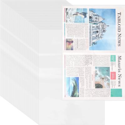 Seajan 100 Pcs 24 x 16 Inch Clear Newspaper Bags Plastic Bags Plastic Sleeves for Artwork Magazine Protector Sleeves Newspaper Packaging Photo Preservation