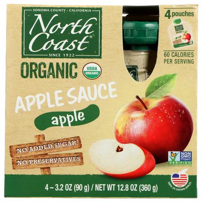 North Coast Organic Apple Sauce in Pouch, 4 Packs, Non GMO, 12.8 Ounces (Pack of 6)