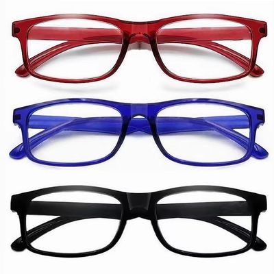 CVVTSPE 3 Pack Reading Glasses Blue Light Blocking,Reading Glasses for Women Men,Anti UV/Glare Filter Lightweight Eyeglasses (Black & Blue & Red, 1, multiplier_x)