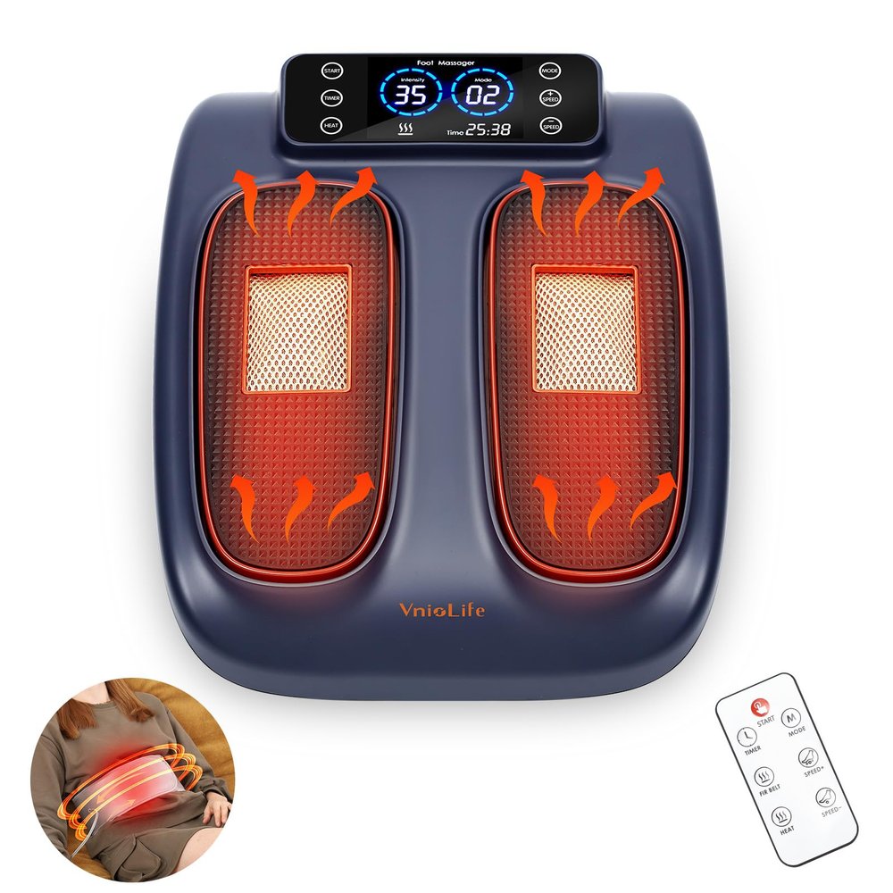 Electric Foot Massager with Heat for Neuropathy Plantar Fasciitis Pain FSA HSA Eligible Vibration Shiatsu Heated Foot Massager Pain Circulation Feet Massager for Pain Relief Improve Muscle Relaxation