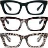 REAVEE 3 Pack Oprah Style Reading Glasses for Women Blue Light Blocking, Cute Oversized Square Computer Readers with Spring Hinge 0.0 view 1
