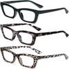 REAVEE 3 Pack Oprah Style Reading Glasses for Women Blue Light Blocking, Cute Oversized Square Computer Readers with Spring Hinge 0.0 view 2