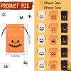 48 Pumpkin Burlap Candy Bags - 16 Styles, 4 x 6 Inch, Bulk with Drawstring, Trick or Treat Bags for Kids Halloween Party (Black, Orange, Beige) view 2