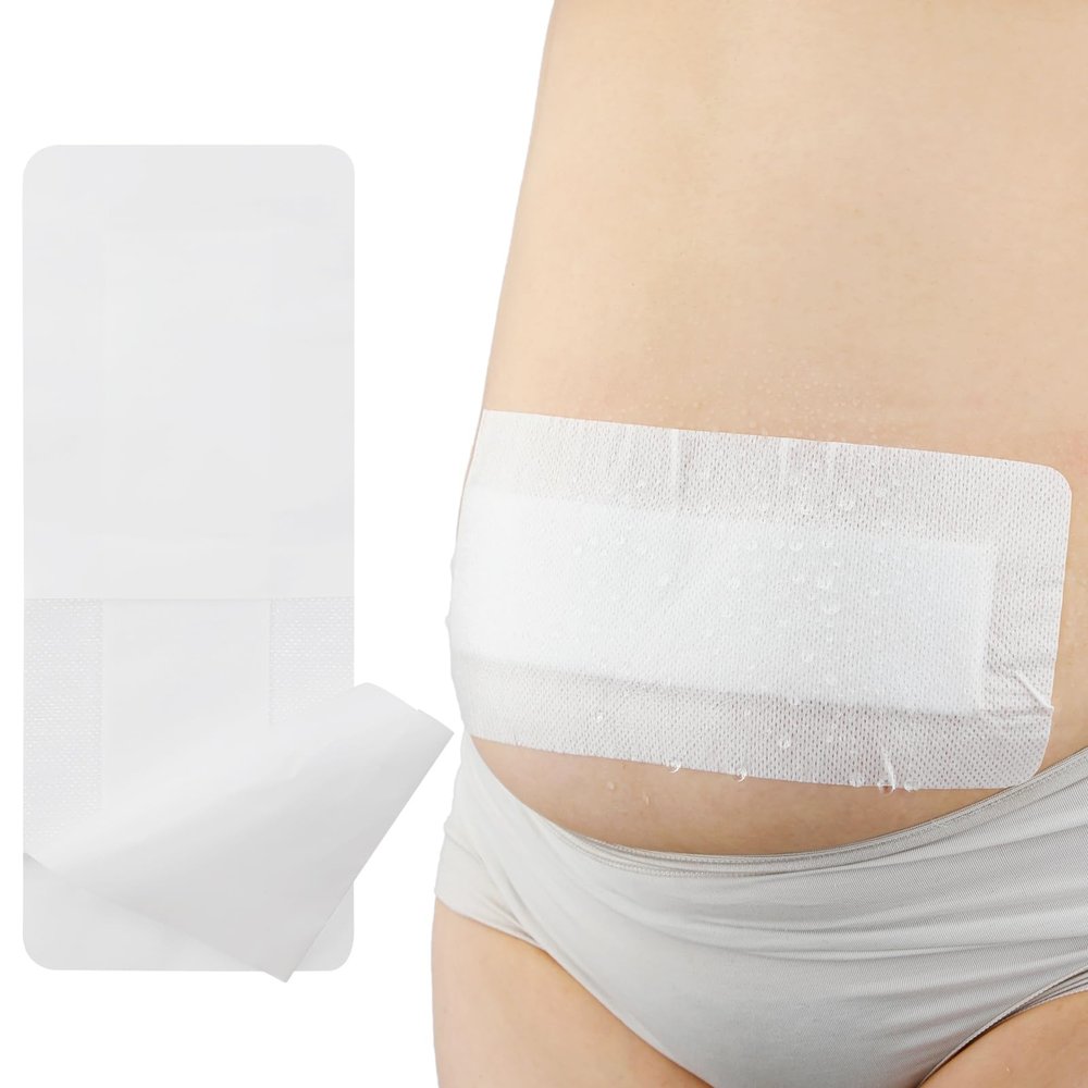 20 Pcs Breathable Abdominal Incision Island Dressing | 4x8 Inch Long Post Surgery Bordered Gauze Bandage + Absorbent Dressing Pad, Tummy Tuck C Section Large Wound Recovery
