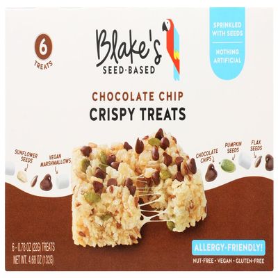 Blake's Seed Based Chocolate Chip Rice Crispy Bar, Nothing Artificial, Vegan Friendly, Gluten Free, 4.68 Ounce (Pack of 6)