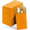 50-Pack Disposable Linen-Feel Dinner Napkins With Built-in Flatware Pocket, LUMINUOS ORANGE Prefolded Cloth Like Paper Napkins For Thanksgiving, Wedding, Dinner Or Party view 1