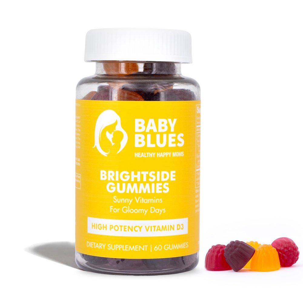 Baby Blues Brightside Vitamin D3 Gummies  High Potency Immune, Mood & Bone Support  Peach Mango Strawberry  Postnatal Vegan Supplement for Moms  Non-GMO, Gelatin-Free
