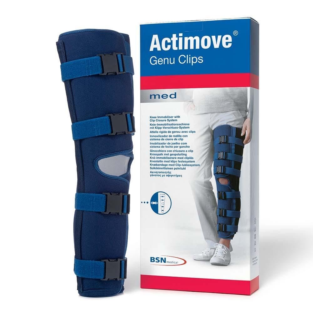 Actimove Genu Clips Knee Immobilizer | Secure Knee Brace & Stabilizer for Recovery, Fractures, Instability, ACL, MCL, Meniscus Tear, Arthritis, Displacement & Post Surgery Recovery, Blue, 50CM Small/ Medium